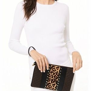 Michael kors mixed media large clutch
